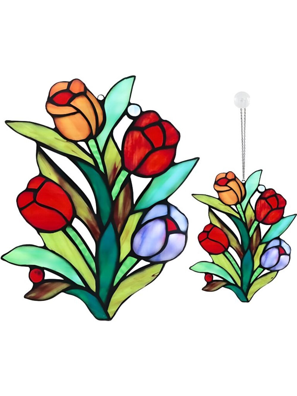 Colored Tulip Metal Sculpture Silhouette Metal Decorations Garden Decor (red)